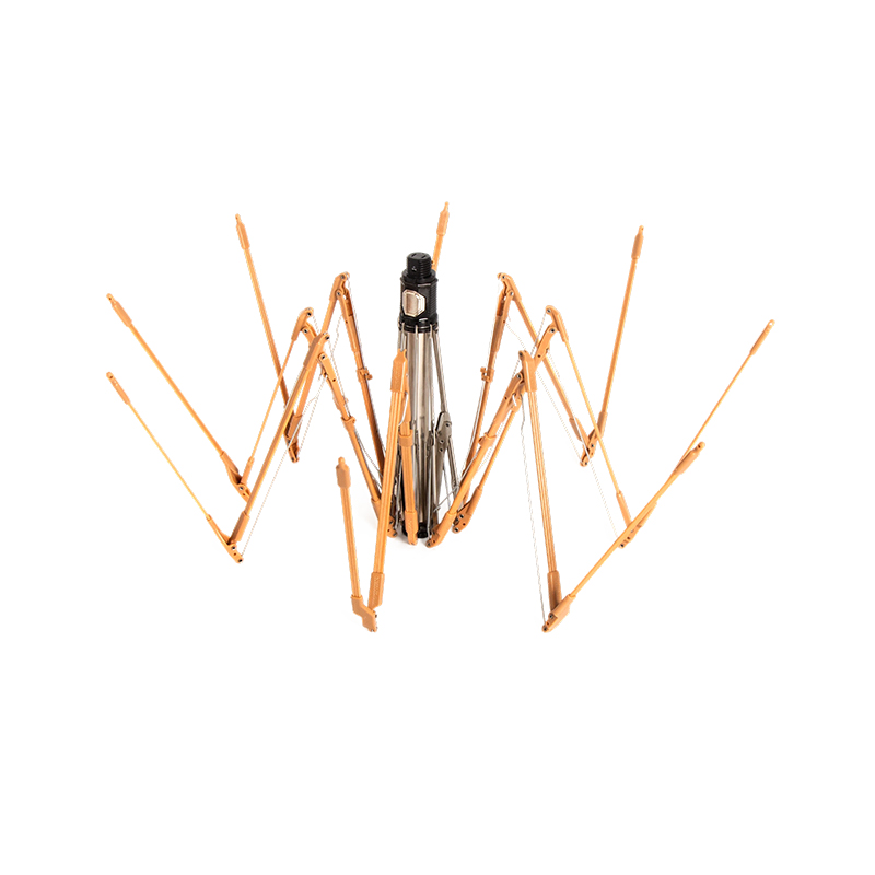 How can the folding umbrella stand achieve efficient storage in a limited space?