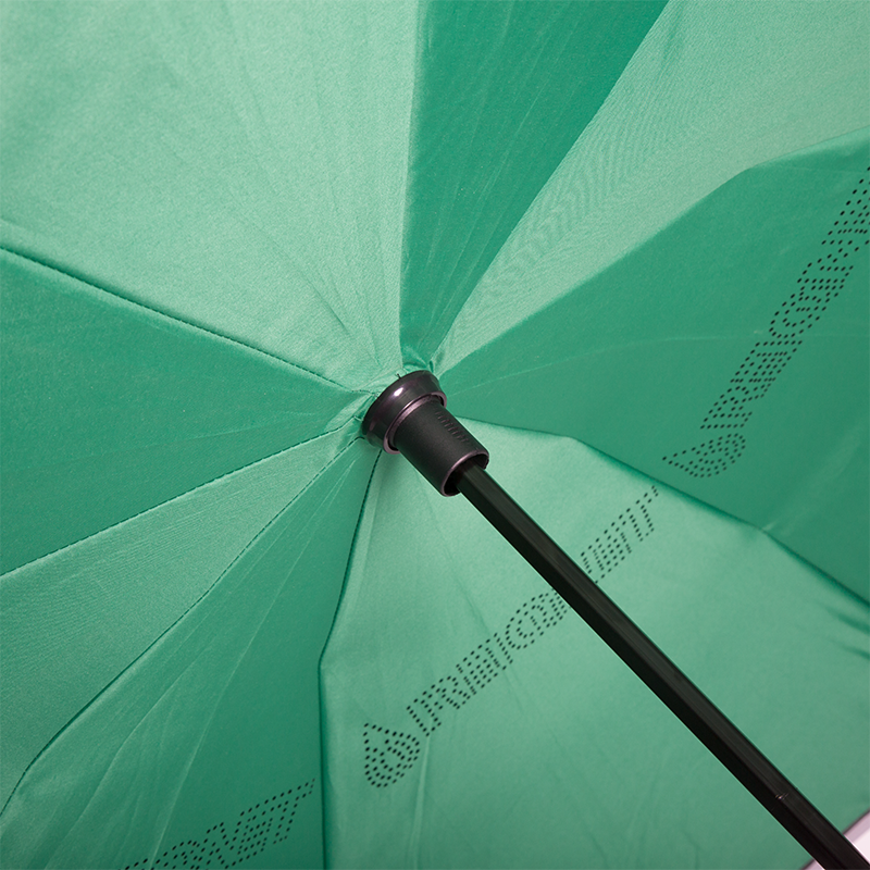 How does the anti-slip handle design of an umbrella ensure a stable grip in slippery conditions?